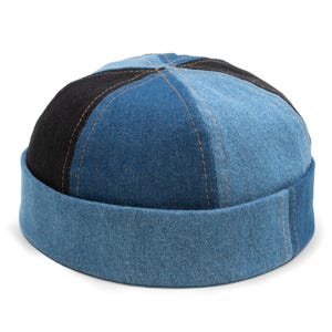 DOCKER Denim Schirmlose Mütze Denim Patchwork Fischer Matrose Longshoreman Motorrad Workwear Urban Watch Cap UV50