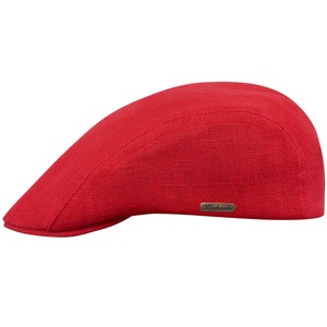 GECKO Linen Summer Flat Cap English Jeff Bunnet Summer Spring Breathable Vented Sun Protection Resort Beach Hat RED