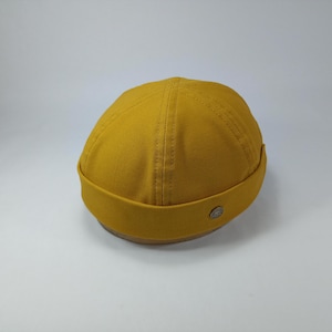 SALE-DOCKER Panama Cotton-Beanie Cap Soft Breathable Dock Hat Sailor Leon Style Longshoreman Spring Summer Watch Cap Above Ear Fit YELLOW