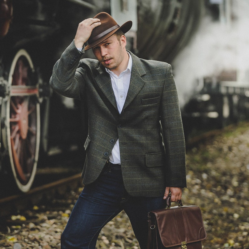 REDWOOD Wool Felt Large Brim Fedora Gambler Cowboy Western Hat Etsy