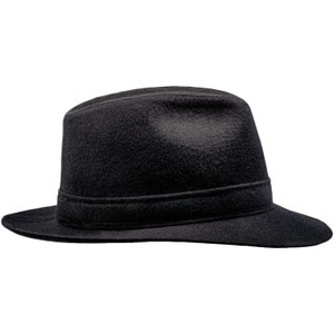 Wool Cloth Fedora Hat Wide Brim Classic Jazz Boho Mobster Gangster Crown Dressy Trilby Formal Fashion Wide Large Brim BLACK