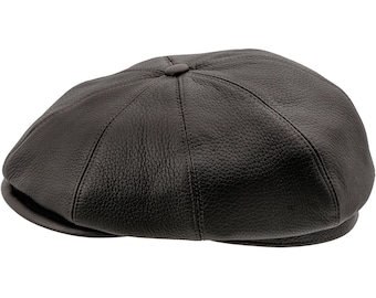 Buy BRIAN Natural Leather Flat Cap Panels Brian Irish Newsboy