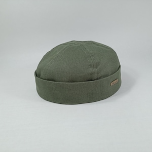 SALE!-DOCKER 65cm Cotton Dock Worker Beanie Cap Softened Emerized Fabric Longshoreman Breathable Light Sailor Trawler  Military GREEN