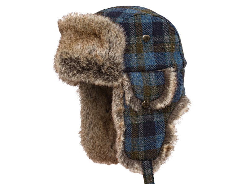 LUMBERJACK el gorro de leñador de lana Shetland y pelo sintético AZUL imagen 1