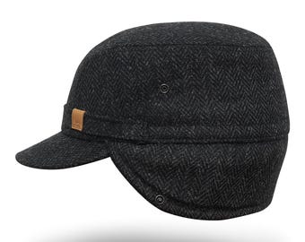 Heren Winter Warm Wollen Wollen Tweed Peaked Baseball Cap Hoed met Heren Winter Warm Wollen Wollen Tweed Peaked Baseball Cap Hoed met