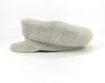 SALE RUNE Linen Newsboy Cap  Vintage Gatsby Hat Hand Woven Linen Flat Cap Irish Cap  Artisan Baker Boy Hat Sun Cap Beach Hat
