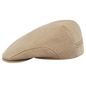 SALE - DERBY Linen and Cotton Flat Cap Breathable Mesh Hat Summer Spring Vented Sun Protection Beach Festival Bunnet BEIGE