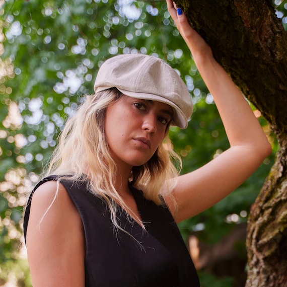 ROWDY Linen Summer Women Newsboy Apple 8 Panels Cap Hooligan Mesh