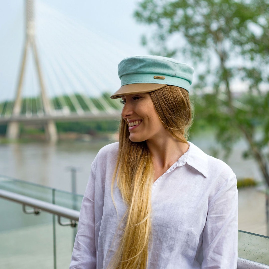 SALE - FIDDLER Linen Skin Peaked Greek Fisherman Cap Airy Light Sailor ...