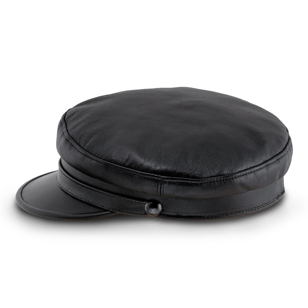 TRAWLER Genuine Leather Breton Greek Fisherman Cap Sailor Captains