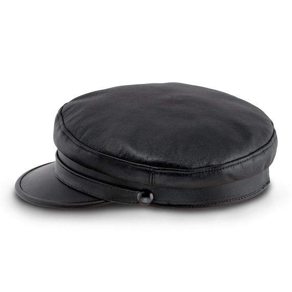 TRAWLER Genuine Leather Breton Greek Fisherman Cap Sailor Captains