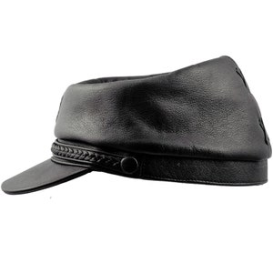 PATRIOT gorra quepis de guerra civil estadounidense de cuero natural con correa trenzada NEGRO imagen 2