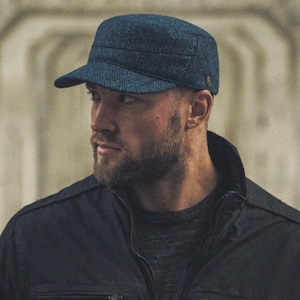 SALE PATROL 57cm Harris Tweed Patrol Cap blue-black Duty Ranger Jockey Plain Baseball Cap Trucker Sports Snapback Military Hunting Strapback