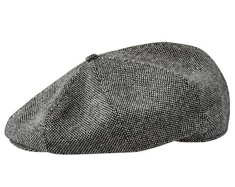 SALE - PEAKY Tweed Wool 8 Panel Newsboy Apple Baker Boy Cap Bandit Hooligan Golf Hat Newsboy Apple Paper Boy bLACK-wHITE