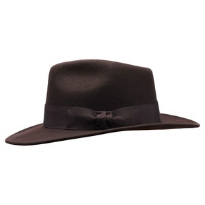 INDIANA Wool Felt Warm Teardrop Fedora Wide Brim Stylish Gangster Dressy 50s Fashion Top Classic Elegant Trilby Mens Winter Fall Hat BROWN