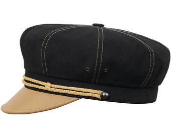 HARLEY - gorra de motocicleta algodón puro y cuero - negra / capuchino