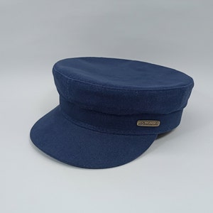 SALE!-TRAWLER 54cm Cotton Breton Fisherman Cap Sailor Captains Nautical Skipper Seaman Mariner Boatman Airy Lightweight Spring Summer BLUE