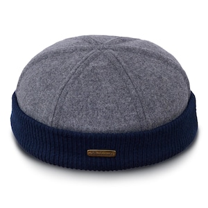 NAVY WATCH Wool Cloth Dock Worker Beanie Stevedore Longshoreman Cap with Ribbing Sailor Trawler Leon Docker Winter Sock Skull Hat GRAY-bLUE