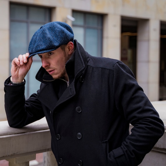 PEAKY Gorra Lana Newsboy 8 Panel Azul Boina Gatsby Peaky Baker Boy Sombrero Hombre Invierno Vintage Paper Boy Elegante Azul Marino - España