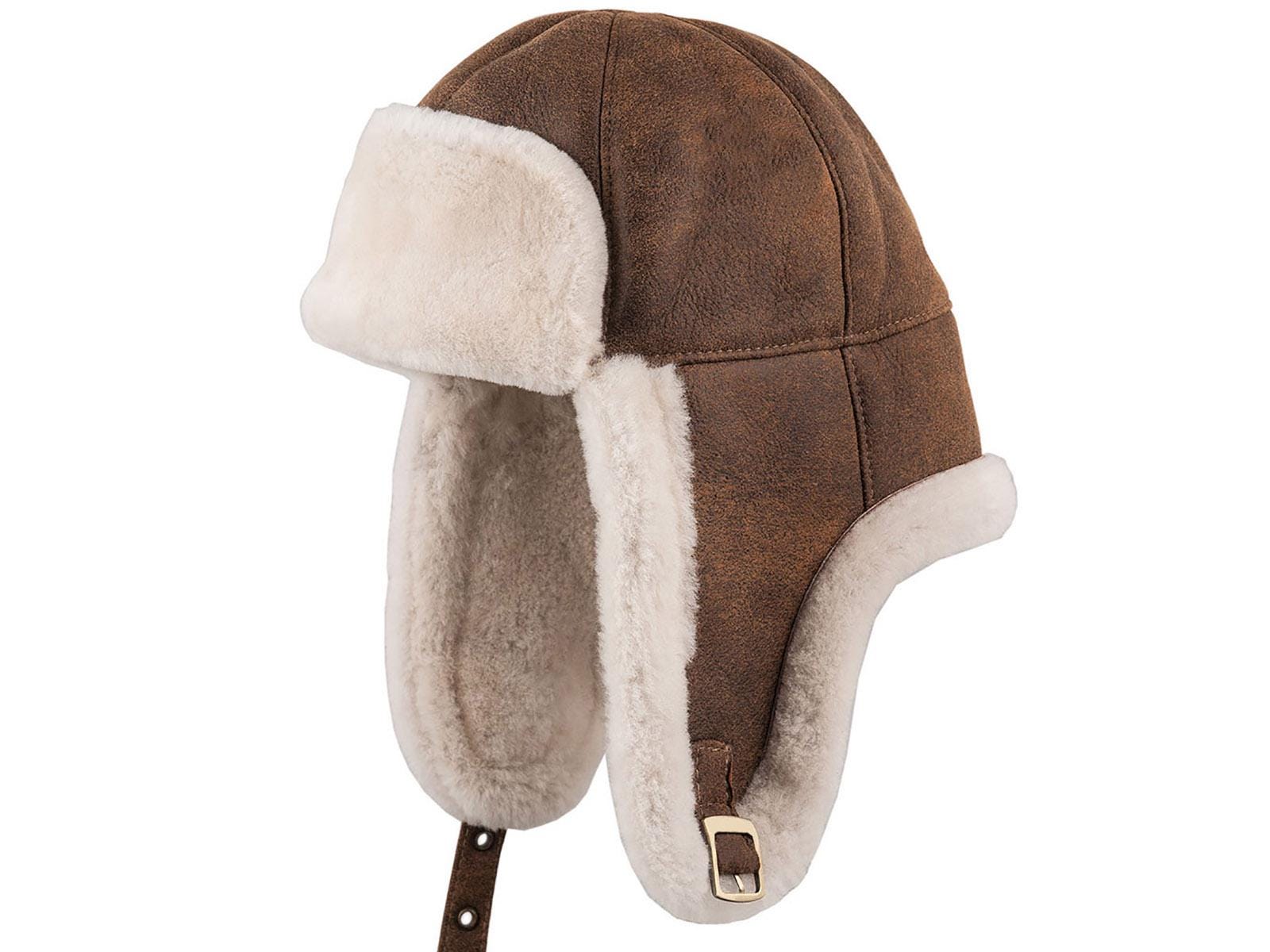 FARGO Shearling Trapper Cap Genuine Leather Aviator Chapka Pilot