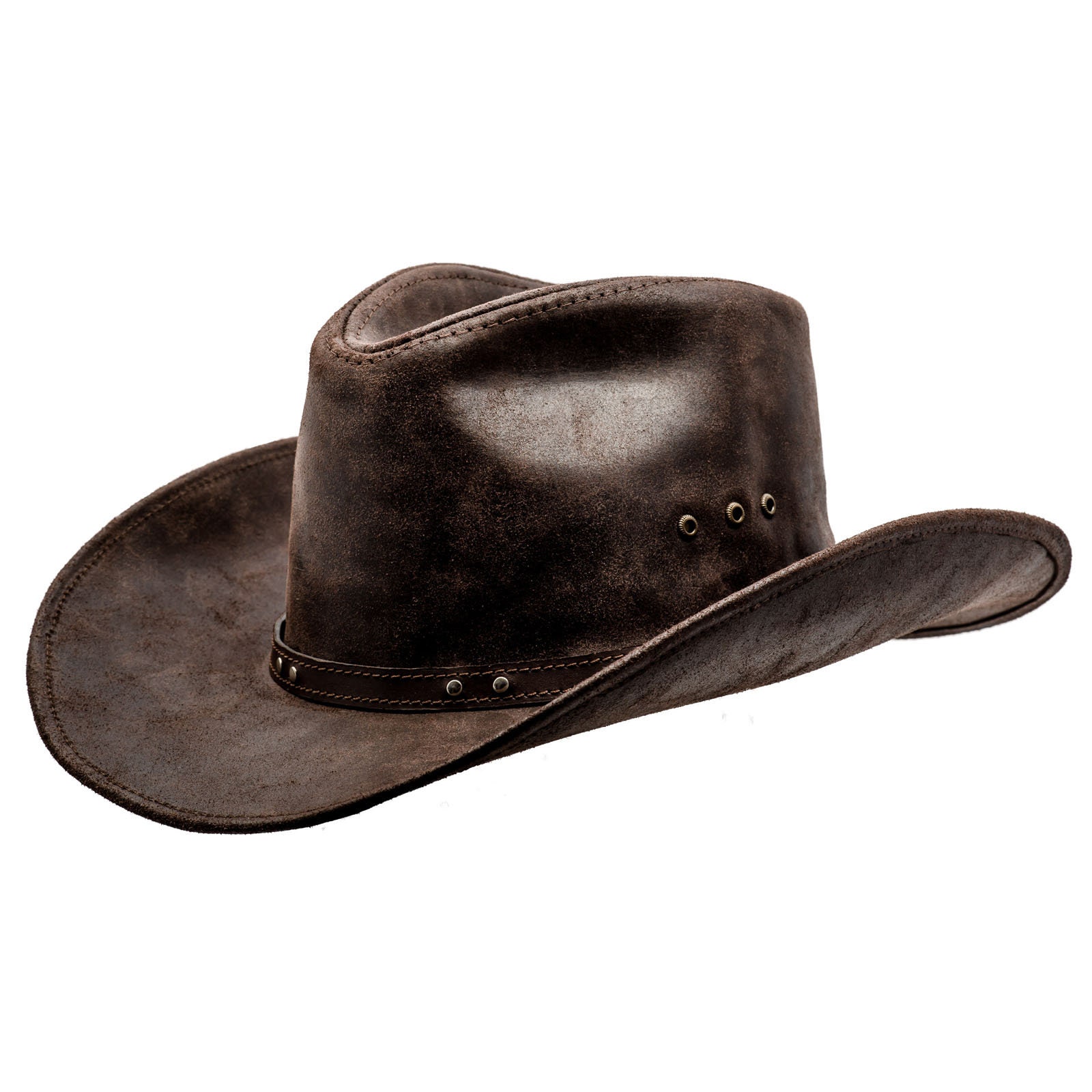 BUCKAROO Genuine Leather Western Cowboy Hat Outback Rodeo Old West