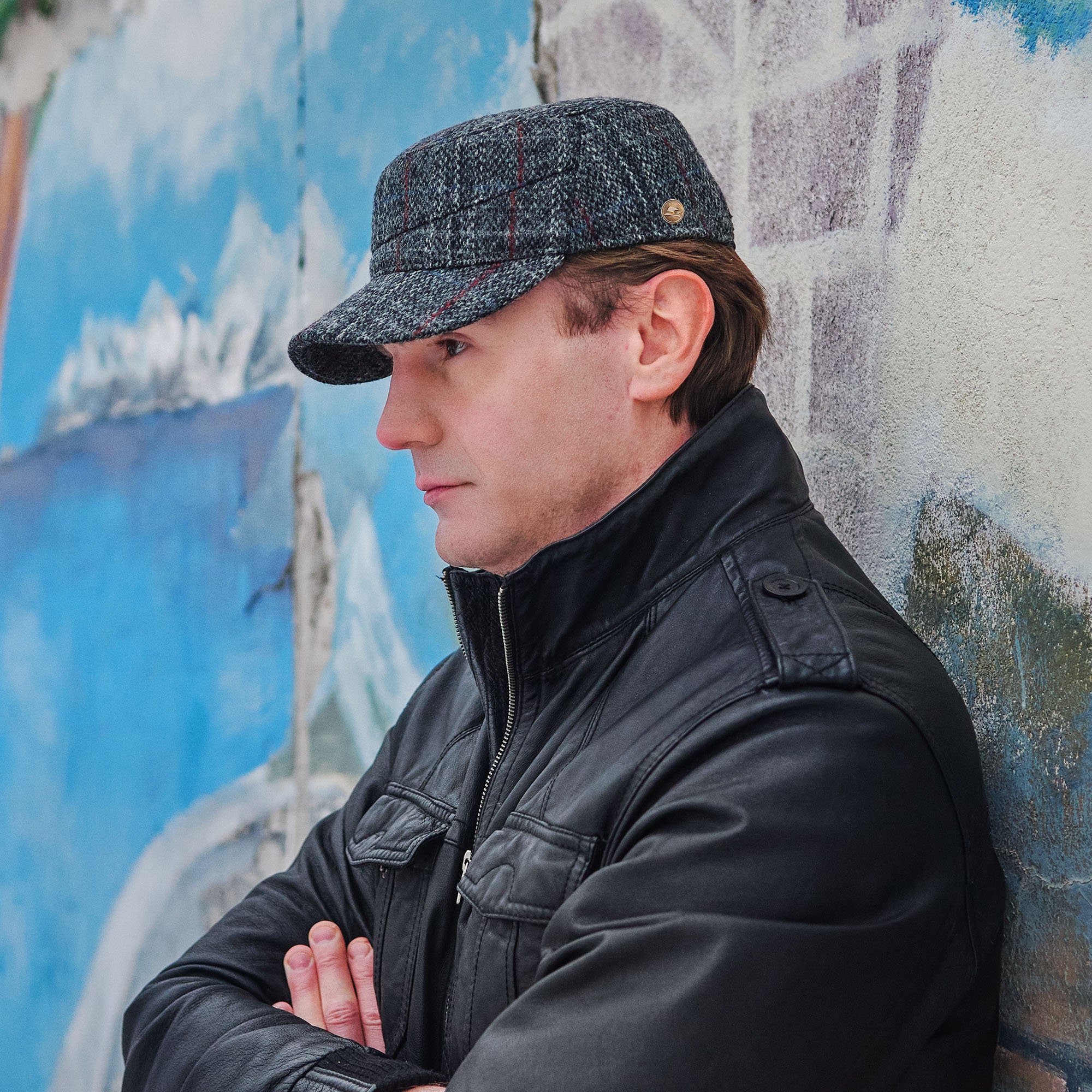 Xilery Stijlvolle Tweed Geruite Geruite Wolmix Baseball Cap Trucker