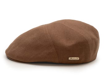 Linen Flat Cap | Handmade Brown Ivy Cap, Unisex Summer Hat Ship from US