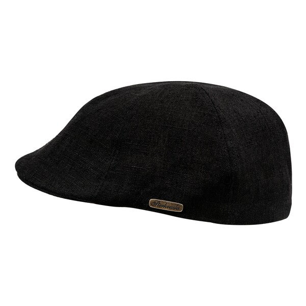 RUSTY Linen Duckbill Mens Summer Flat Cap Cabbie  Driving Bicycle  Duffer Bunnet Crook Cheese-Cutter Jeff Scally Joao BLACK