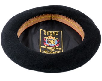 GRAND CLASSIC Wool Cloth Sewn Men's Beret French Artist Bohemian Beatnik Military Army Scout Reservist Warm Winter Autumn Beret Hat BLACK