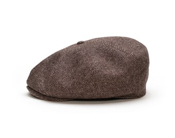 【昭和ビンテージ】Ele-gance MEN'S FLAT CAP ブラウン Six-Panel Leather Newsboy Cap – Village Hat Shop