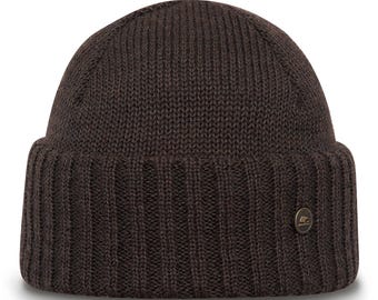ORSO Extra Fine Merino Wool Beanie Ribbed Knit Hat Warm Winter Fisherman Docker Cap Outdoor Adventure Classic Vintage Soft Breathable BROWN