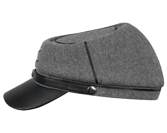 BLUE AND GRAY Wool Kepi Cap American Civil War Leather Visor