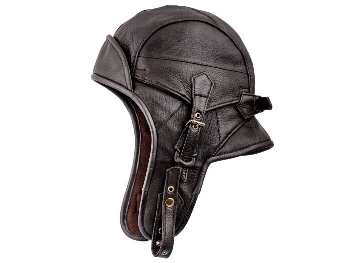BERGEN Genuine Leather Aviator Cap With 