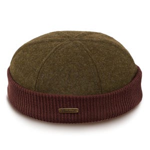 NAVY WATCH Wool Cloth Dock Worker Beanie Stevedore Longshoreman Cap Ribbing Sailor Trawler Leon Docker Winter Sock Skull Hat GREEN-bROWN