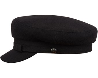 MACIEJOWKA MODEL 2 Wool Cloth Traditional Polish Peaked Cap Fiddler Breton Greek Fisherman Cabman Taxi Driver Chimney-Sweep Man Hat BLACK