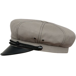 HARLEY Cotton Leather Visor Motorcycle Cap Rockabilly Punk Style Biker Chopper Cruiser Motorcyclist Hat GRAY-BLACK