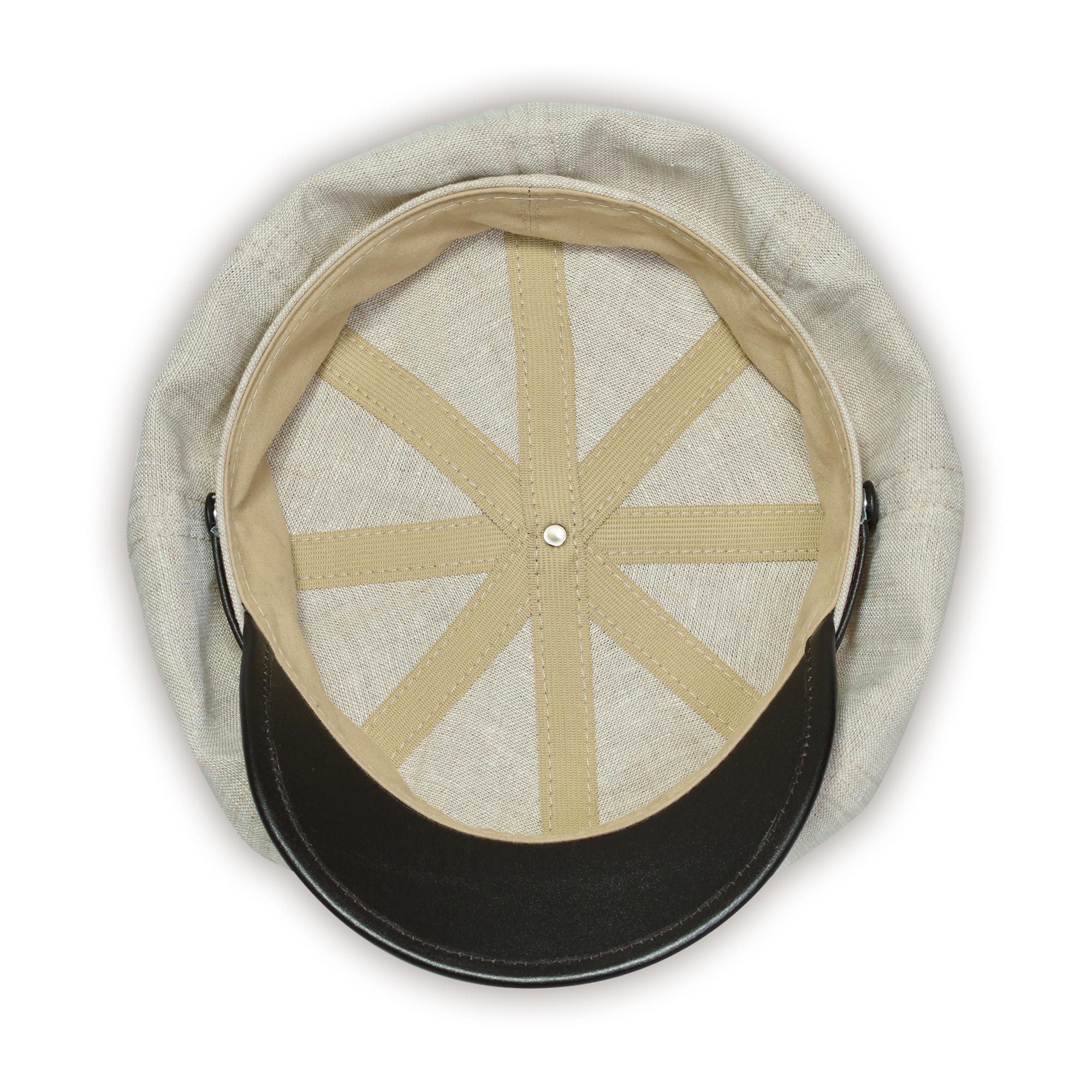 GAVROCHE Linen Leather Balloon 8 Panels Summer Cap Visor French