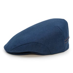DERBY Pure Linen Flat Cap  Breathable Mesh Hat Summer Spring Vented Sun Protection Beach Festival Hat Bunnet English Dai BLUE
