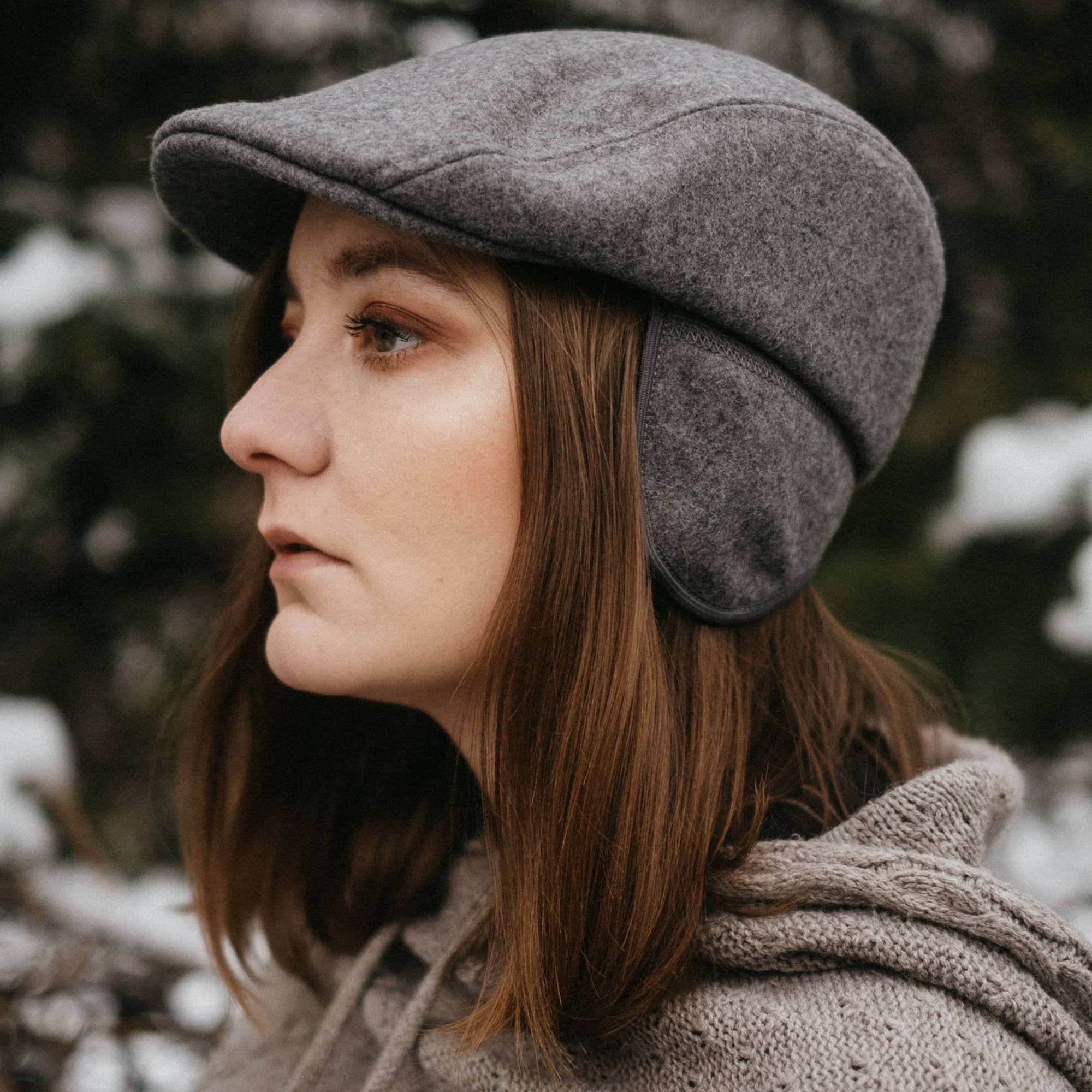 NORTE Wool Baseball Cap Folding Ear Flaps Quilted Warm Winter