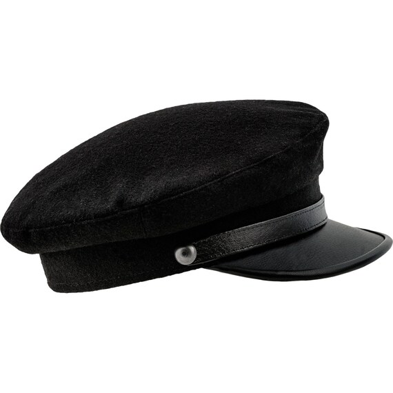 leather peaked cap