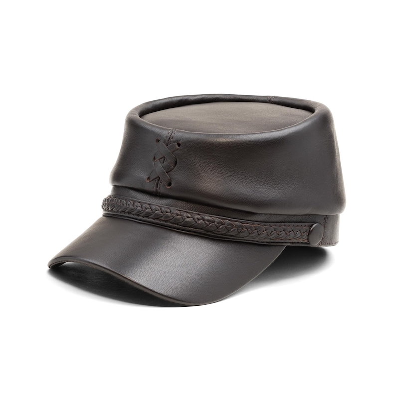 PATRIOT Genuine Leather American Civil War Kepi Secession Confederate Union Army Military Officers Collect Foreign Legion Hat BROWN image 2