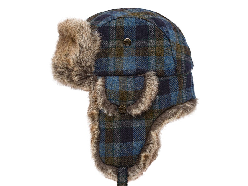 LUMBERJACK el gorro de leñador de lana Shetland y pelo sintético AZUL imagen 2