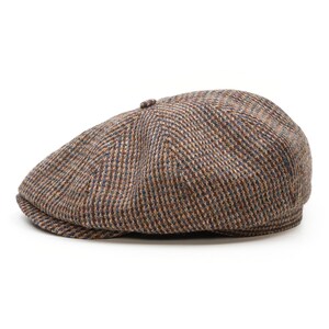 SHELBY Gorra Harris Tweed Newsboy 8 Panel Boina Gatsby Baker Boy Sombrero Hombre Vintage Gangster Retro Otoño Estilo Clásico AZUL-MARRÓN imagen 4