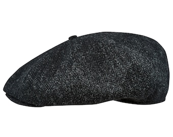 PEAKY - la gorra de Harris Tweed - espiga negra / gris antracita