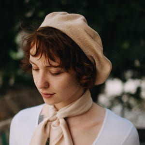 LUNA Beret Cotton | French Style Womens Hat Artist Breathable Airy Light Spring Fall Fashion Vintage Chic Accessory Universal Size BEIGE