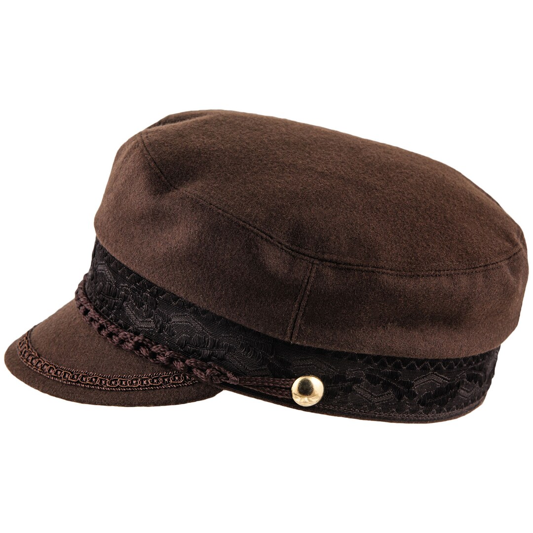CHANDLER Wool Fiddler Cap With Embroidered Tape Twine Seaman Greek ...