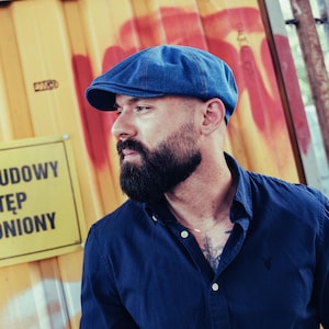 SHELBY Denim Cotone 8 Pannelli Newsboy Apple Peaky Cap Bandit Hooligan Ivy Grande Corona Cappello Estivo Uomo Gangster Primavera Leggero Aria BLU MEDIO