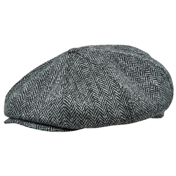 G & H Dark Grey Newsboy Wool 8 Panel Peaky Blinders Style Gatsby Flat Cap Hat 