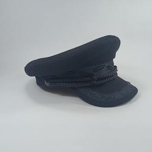 SALE-KASHUBIA MODEL 1 Wool-Merchant Fleet Officer Sailor Mariner Captains Hat Trawler Dragger Maritime Seafarer Boatswain Yachtsman BLaCK