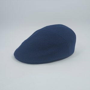 SALE!-IVY FIVE 60cm Wool Quilted Padded Lining English Men Flat Cap Sixpence Vergon Derby Irish Newsboy Golf Duckbill  Drive Paddy navy blue